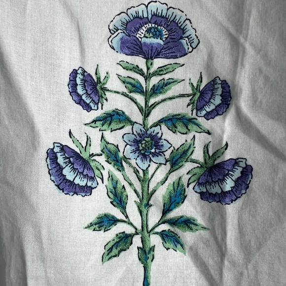 Talbots Woodblock Blooms Popover Floral Print Long Sleeve Cotton Blouse Sz M - Picture 4 of 7